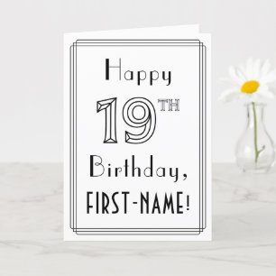 Happy 19th Birthday, Art Deco Style w/ Custom Name Card