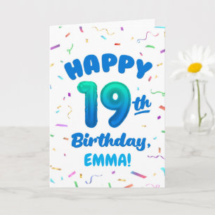 Happy 19th Birthday Card with Custom Name