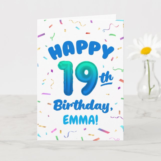 Happy 19th Birthday Card with Custom Name (Small Plant)