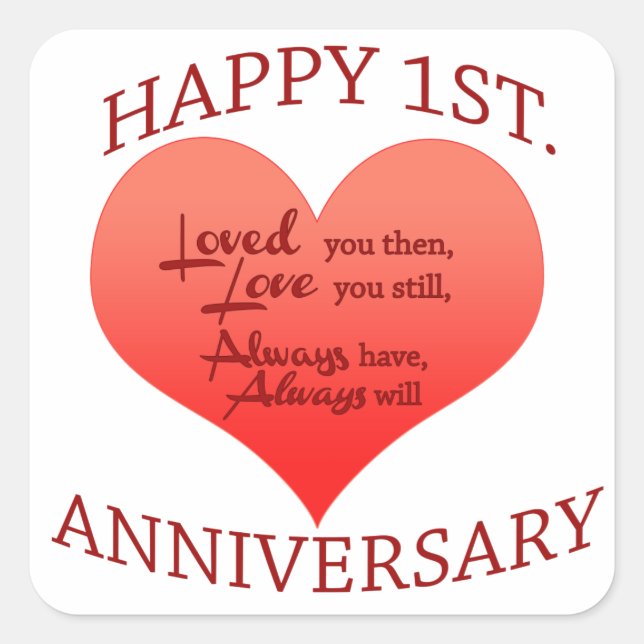 Happy 1st. Anniversary Square Sticker (Front)