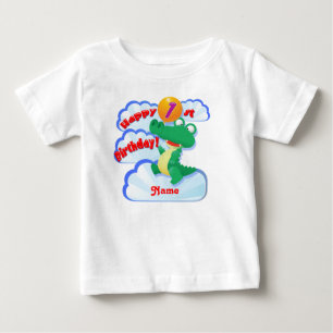 Happy 1st Birthday Alligator Balloon Baby T-Shirt