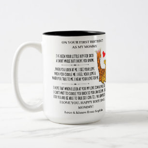 Happy 1st Birthday as my Mommy With Baby Giraffe Two-Tone Coffee Mug