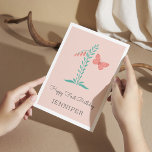 Happy 1st Birthday Baby Girl Butterfly Floral Card<br><div class="desc">Cute and elegant Happy First Birthday greeting card for a baby girl. It features " 1 " made of leaves and pink flowers with the pink butterfly besides. Great card for the summer or early fall celebration. Design of the card is created in Boho colors. Don't hesitate to contact me...</div>