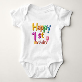 Happy 1st Birthday – Balloon Text Celebration  Baby Bodysuit