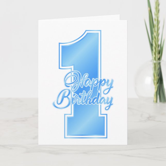 Happy 1st Birthday Blue Boy Card (Front)