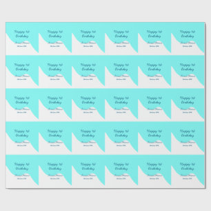 Happy 1st birthday blue wavy retro boho name date wrapping paper