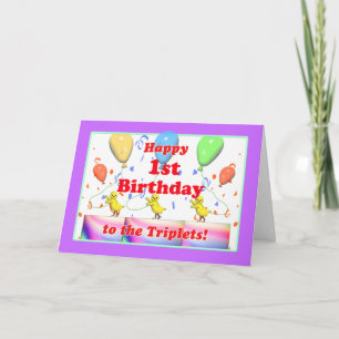 Happy 1st Birthday Chickens for Triplets Card