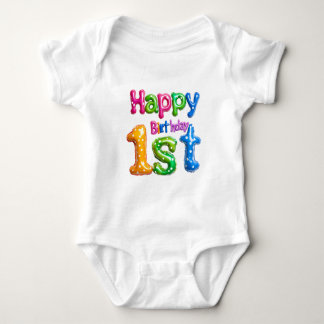 Happy 1st Birthday – Colorful Balloon Design Baby Bodysuit