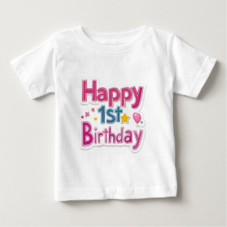 Happy 1st Birthday – Colorful cute Pink Design Baby T-Shirt