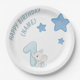 Happy 1st Birthday (Customisable text & Name) Paper Plate