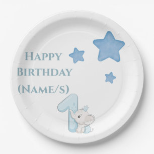 Happy 1st Birthday (Customisable text & Name) Paper Plate