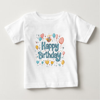 Happy 1st Birthday – Cute balloon Baby T-Shirt