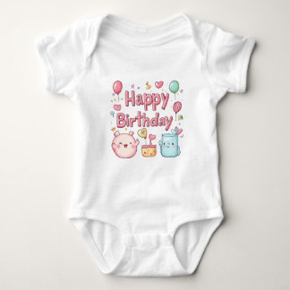 Happy 1st Birthday – Cute Happy Birthday Design Baby Bodysuit