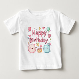 Happy 1st Birthday – Cute Happy Birthday Design Baby T-Shirt
