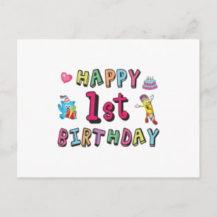 Happy 1st Birthday for 1 year old Kids B-day wish Postcard