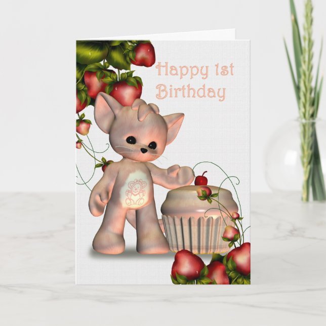 Happy 1st Birthday Girl Card (Front)