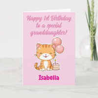 Happy 1st Birthday Granddaughter, Cute Kitten