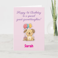 Happy 1st Birthday Great-Granddaughter, Puppy