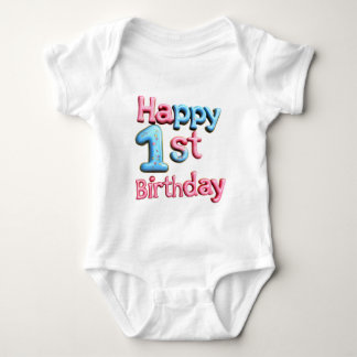 Happy 1st Birthday - Happy 1st Birthday Greeting  Baby Bodysuit