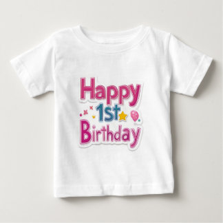 Happy 1st Birthday in Pink and Blue Celebration  Baby T-Shirt