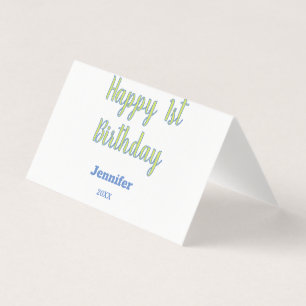 Happy 1st birthday kids baby green blue pastel tre