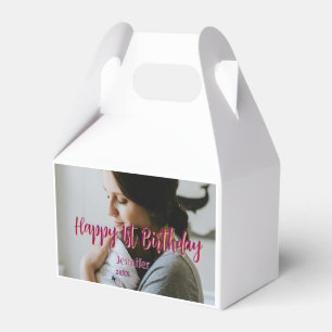 Happy 1st birthday kids baby mother red orange sty favour box