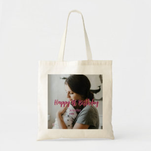 Happy 1st birthday kids baby mother red orange sty tote bag