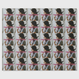 Happy 1st birthday kids baby mother red orange sty wrapping paper