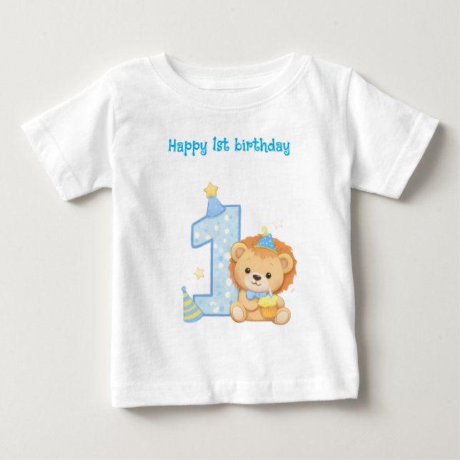 Happy 1st Birthday Lion Toddler T-Shirt (Front)