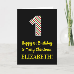 Happy 1st Birthday & Merry Christmas, Custom Name Card