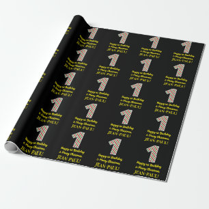 Happy 1st Birthday & Merry Christmas, Custom Name Wrapping Paper