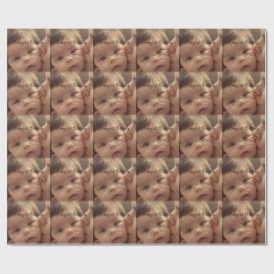 Happy 1st birthday name photo date stylish calligr wrapping paper