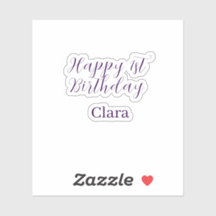 Happy 1st birthday orange purple boho retro name 