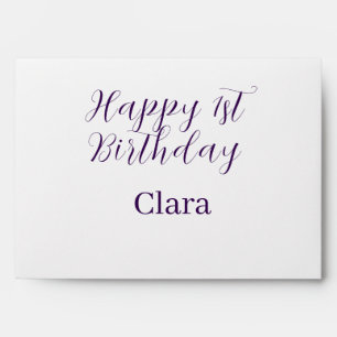 Happy 1st birthday orange purple boho retro name  envelope