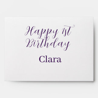 Happy 1st birthday orange purple boho retro name  envelope