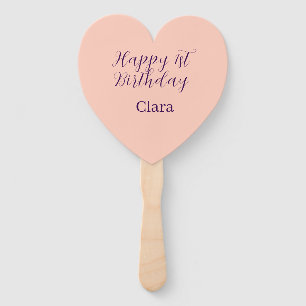 Happy 1st birthday orange purple boho retro name  hand fan