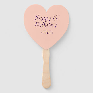 Happy 1st birthday orange purple boho retro name  hand fan