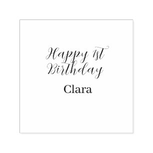 Happy 1st birthday orange purple boho retro name  self-inking stamp