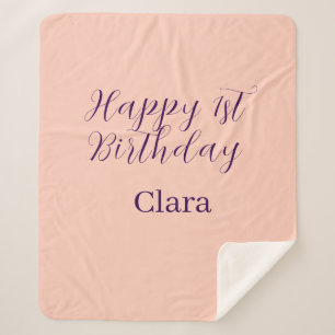 Happy 1st birthday orange purple boho retro name sherpa blanket
