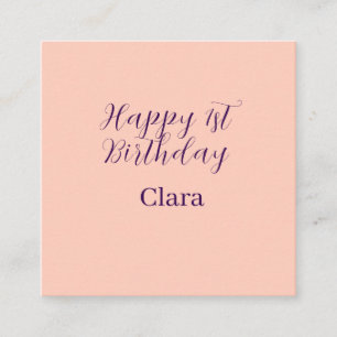 Happy 1st birthday orange purple boho retro name square business card