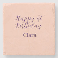 Happy 1st birthday orange purple boho retro name
