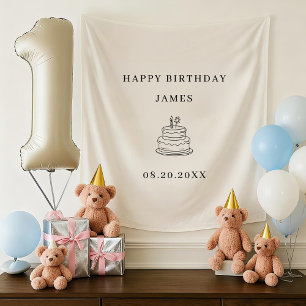 Happy 1st Birthday Personalised Kids Birthday Name Tapestry