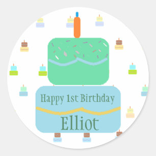 Happy 1st Birthday Personalised Stickers