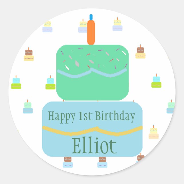 Happy 1st Birthday Personalised Stickers (Front)