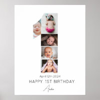 Happy 1st Birthday Photo Collage Template 5 Photo