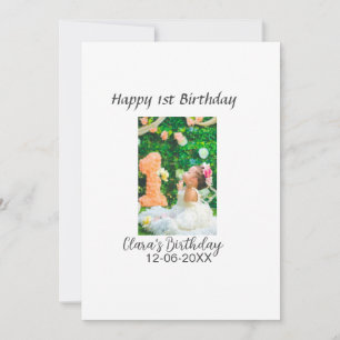 Happy 1st birthday photo simple elegant cutemodern invitation