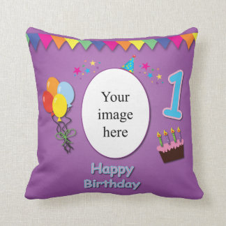 Happy 1st Birthday Pillow with Your Photo