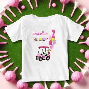 Happy 1st Birthday Polka Dot Pink Girly Golf Baby T-Shirt