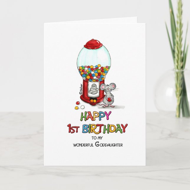 Happy 1st Birthday to Goddaughter Card (Front)