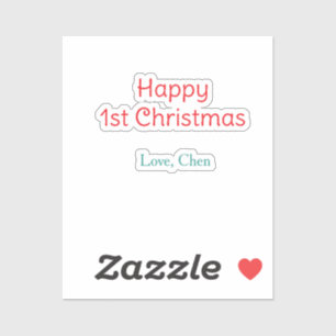 happy 1st christmas red green love name simple hol